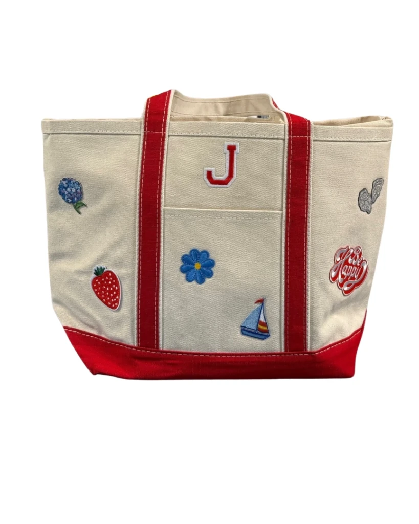 Custom patch tote bag design at the Bag Bar, Oak Bluffs, Martha's Vineyard